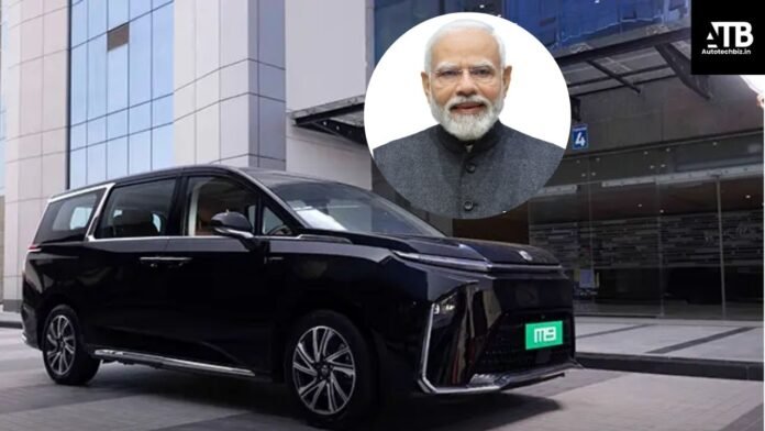 PM Modi and MG M9 Electric MPV